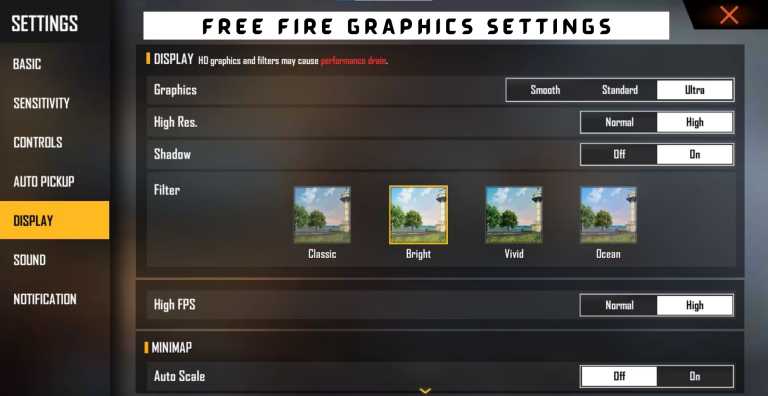 Garena Free Fire Graphics Settings And Controls